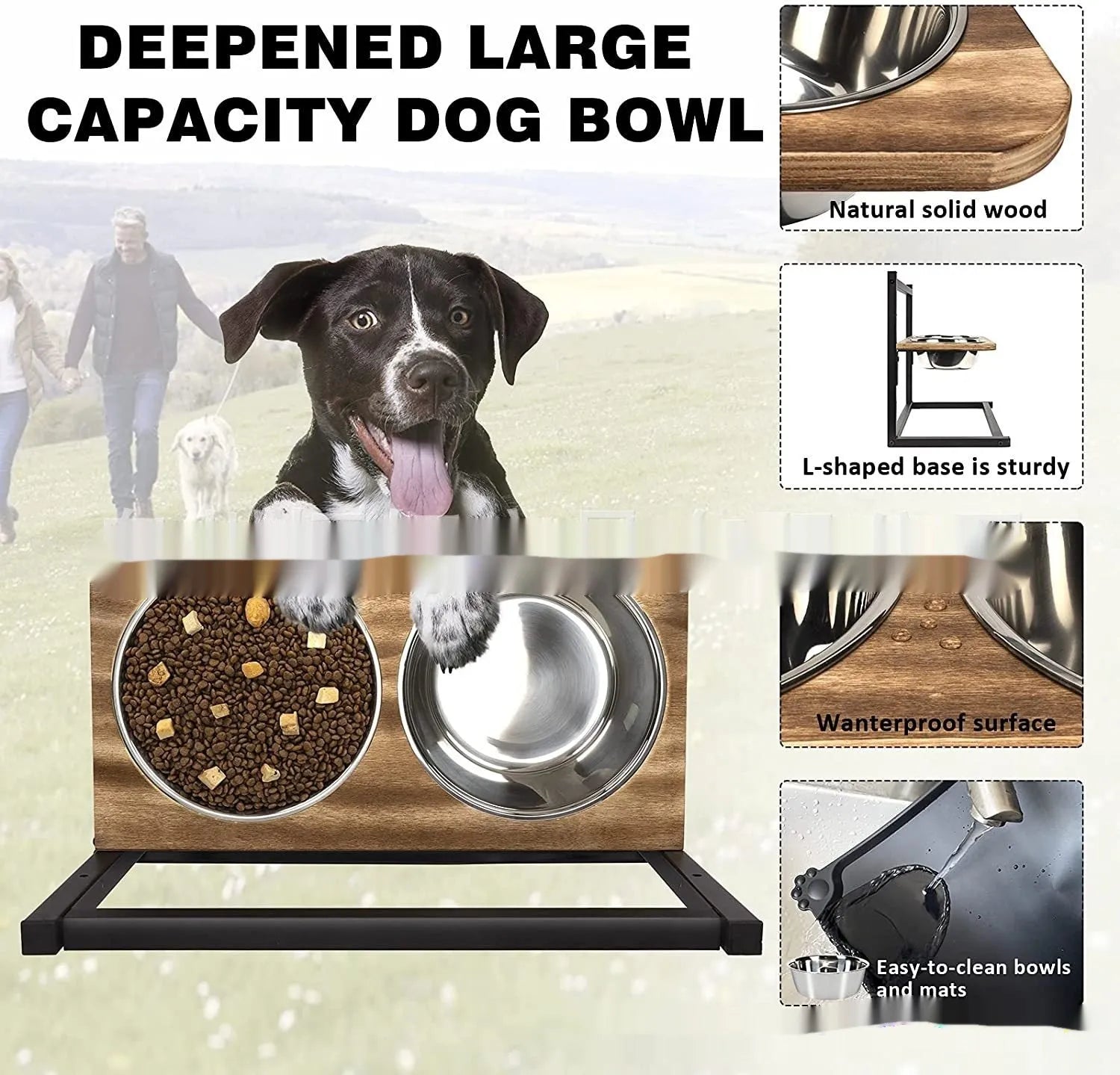 Large black iron dog bowl rack for organised pet feeding station