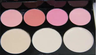 Three-layer makeup box set open showing 24 colour eyeshadow, 8 colour lipstick, 4 colour blush, powder cakes and mirror