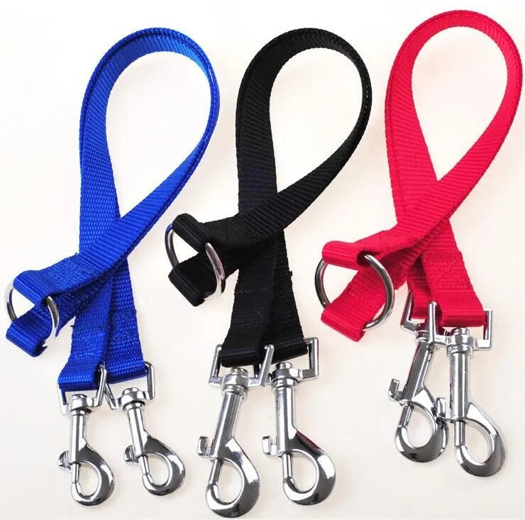 Double dog lead coupler nylon non-scalable 45 cm black blue purple red sizes S M L