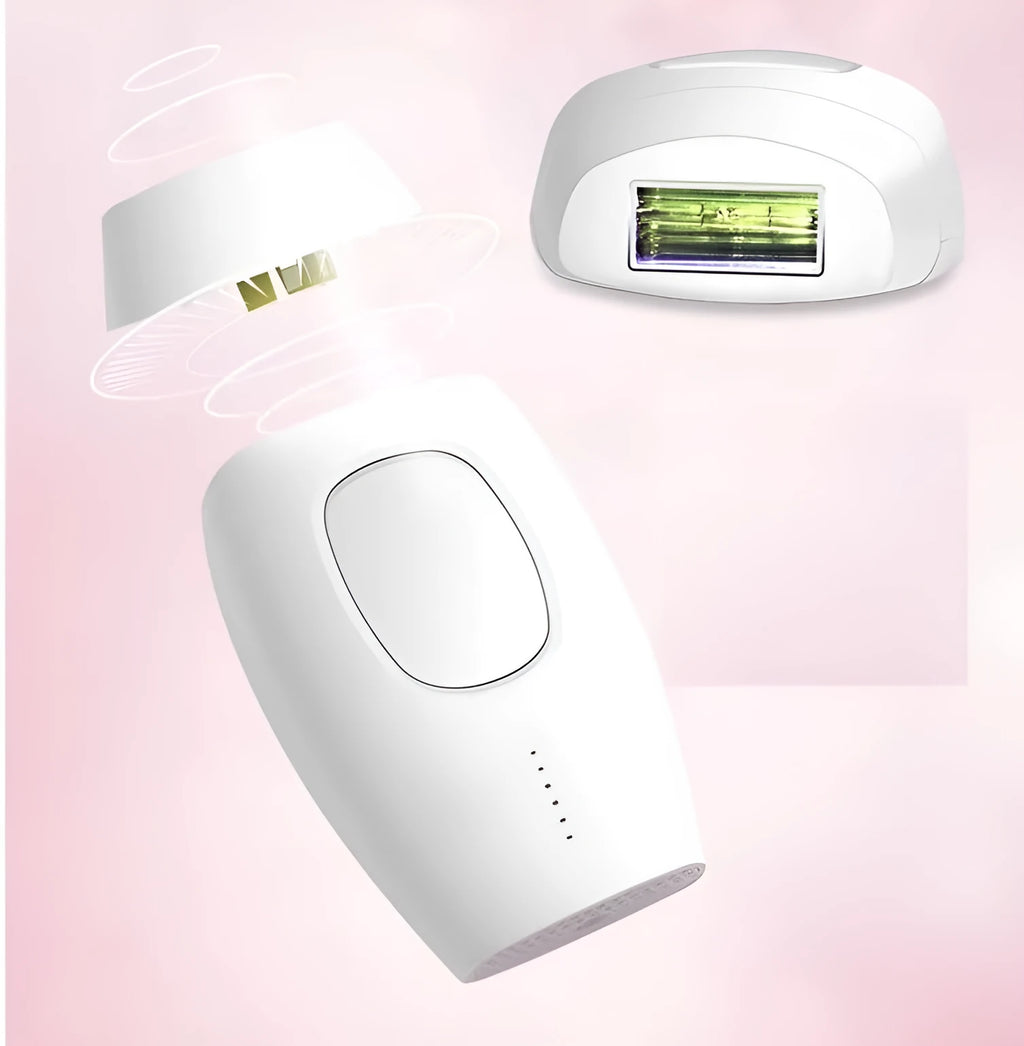 Black laser hair removal device with quartz lamp and skin identification sensor for home use on body and face