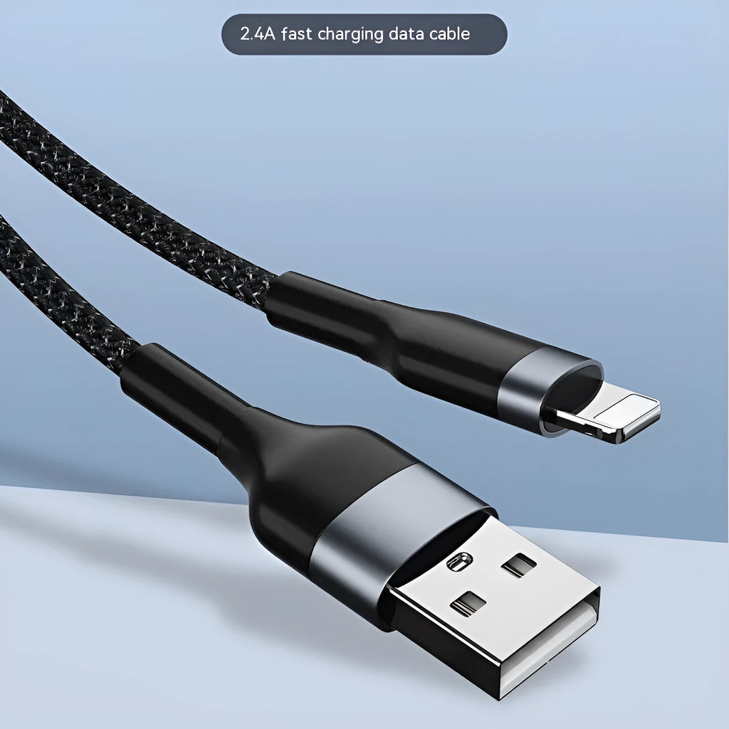 Braided data cable 2m woven fast charging USB Micro USB Type-C black