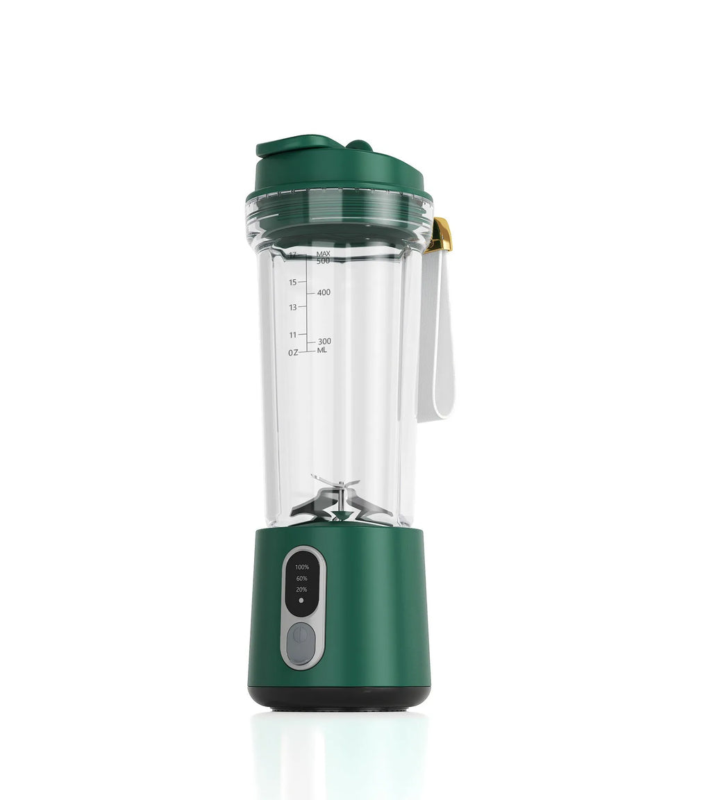 Portable electric juicer cup 500ml with 300W broken wall blender in black, white, gray, rose red, and ocean green