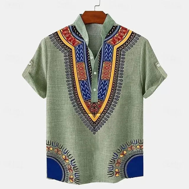 Men's striped casual shirt with personalised buttons in loose fit polyester fabric
