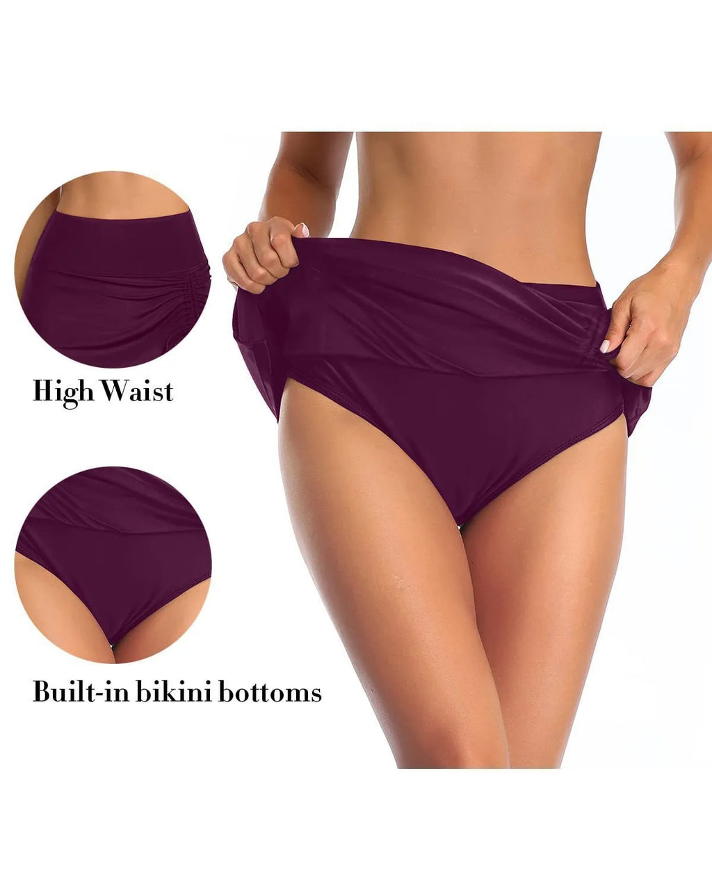 Women's solid colour lace-trimmed casual swimming trunks in briefs style