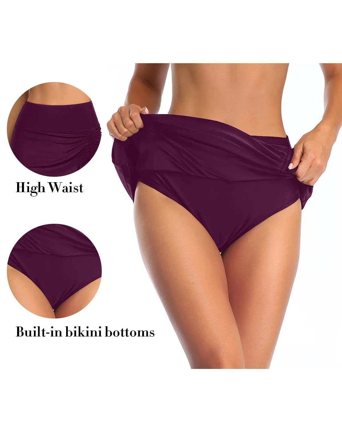 Women's solid colour lace-trimmed casual swimming trunks in briefs style