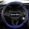 Leather silicone car steering wheel cover in business style with round fit