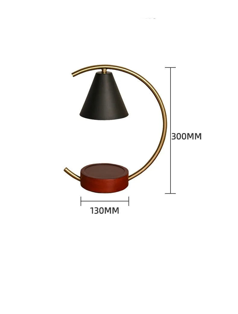 Wooden base fused candle lamp with solid wood walnut base and white lampshade for bedroom table