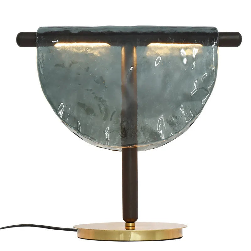 Post-modern art table lamp in Amber finish, 380x330mm, with hardware construction and UK plug