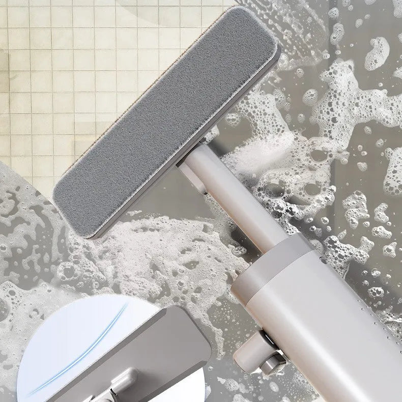 Rotatable self-squeeze mini flat mop with crevice brush and microfiber pads for floor cleaning