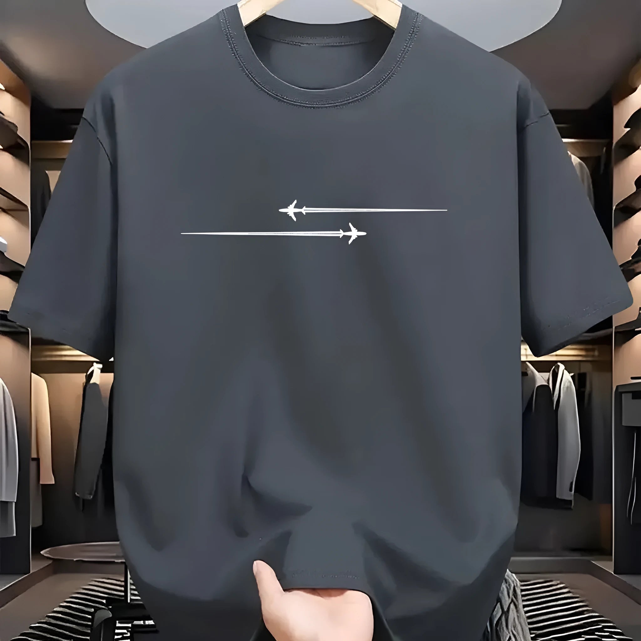 Loose fit cotton blend sports t-shirt in multiple colours on a hanger.
