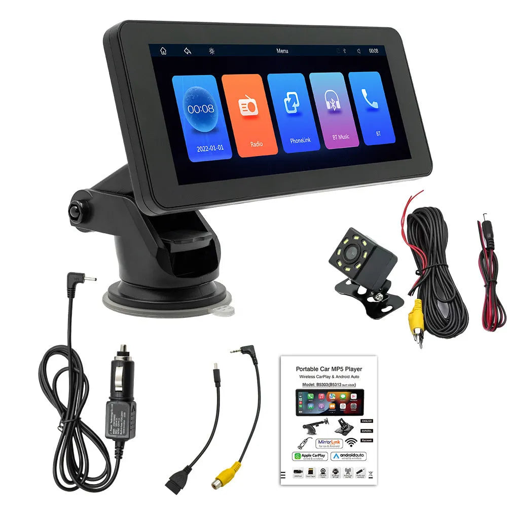 Portable wireless 6.86-inch vehicle video player with IPS screen display