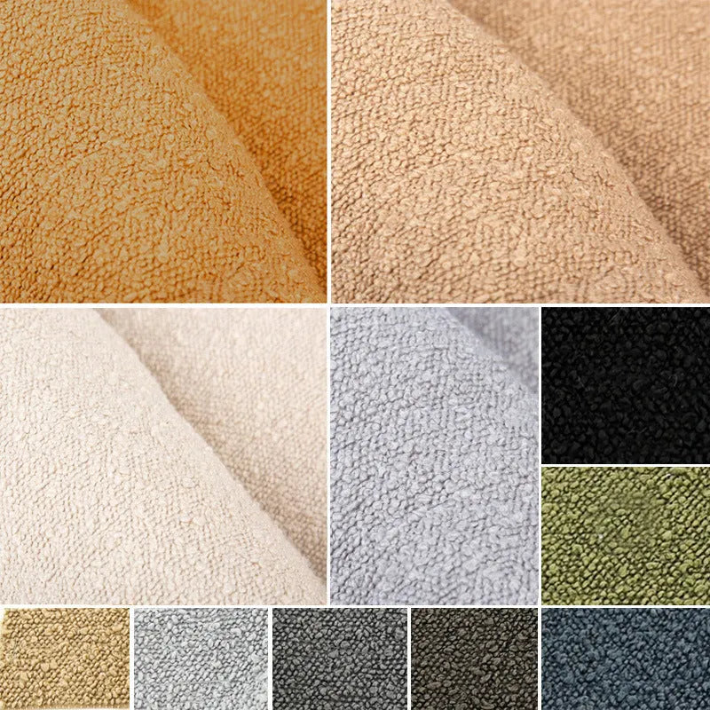 Rectangular beige cloth dog bed with raised sofa-style edges in four available sizes