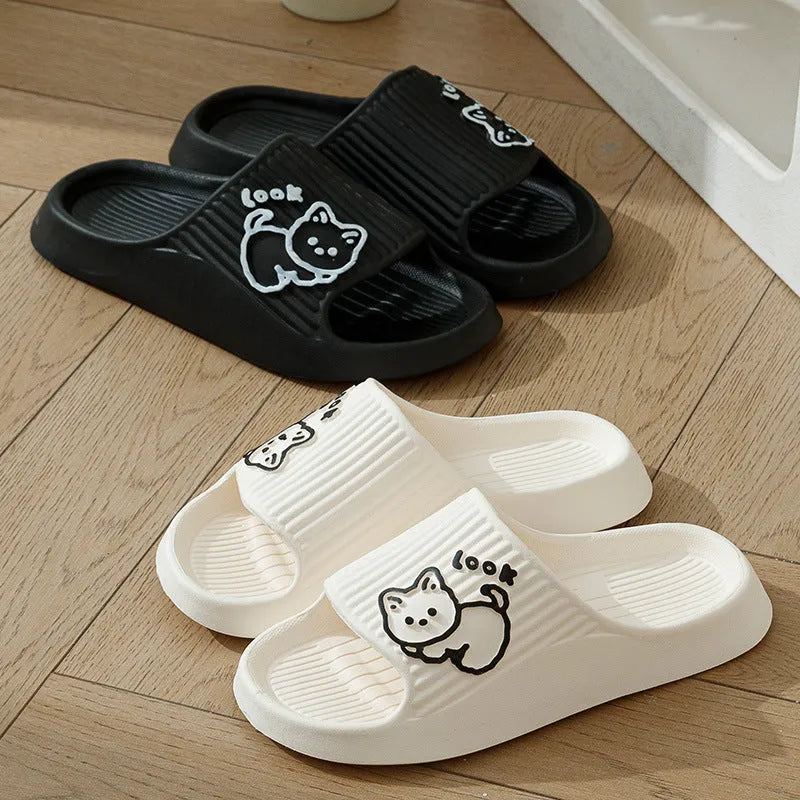 Women's cat slippers with thick EVA platform sole in multiple colour options