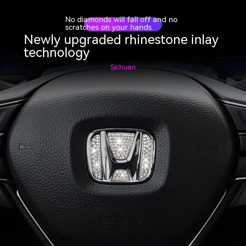 Zinc alloy diamond decorative sticker for Toyota car steering wheel.