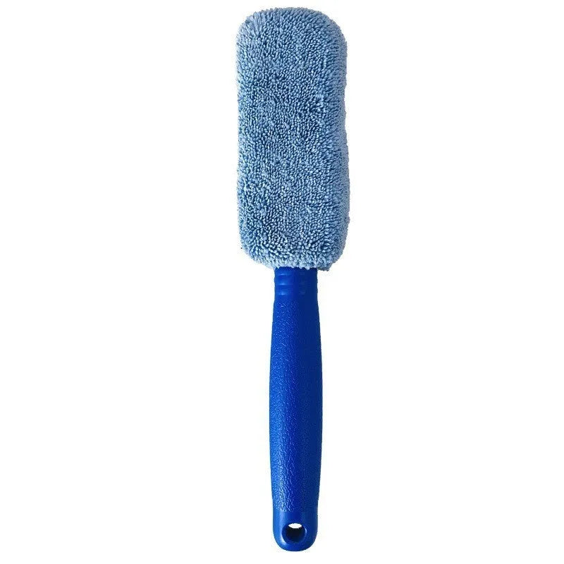 Microfiber car wash tire brush with aluminium handle for cleaning wheels