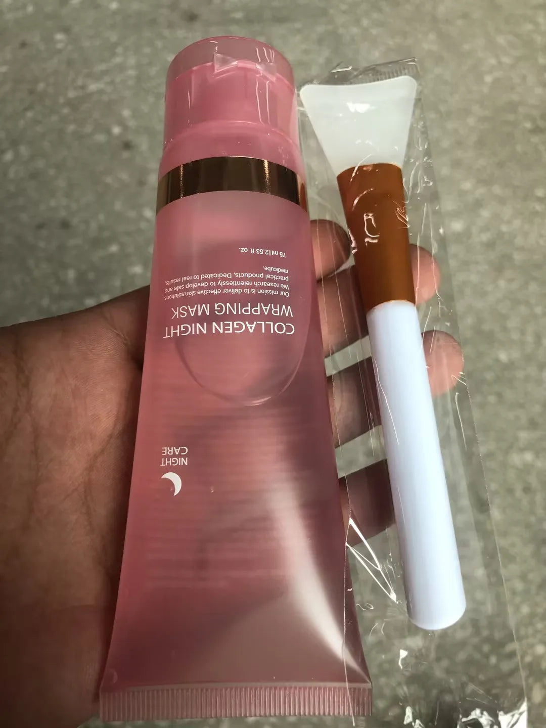 75ml collagen night face mask bottle with application brush for firming and hydration