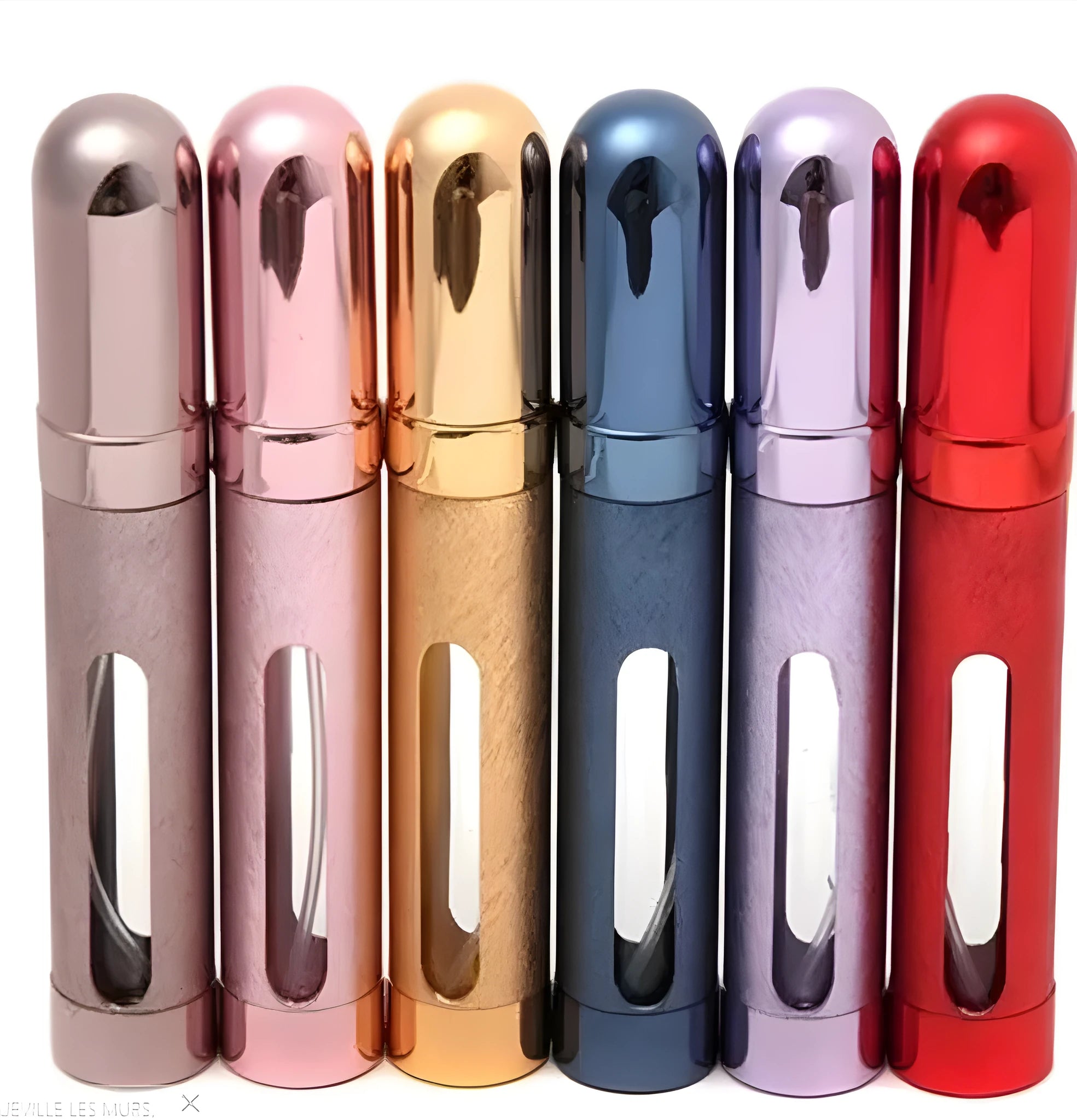 Slim aluminium 12ml portable perfume bottle in bullet shape with glass liner.