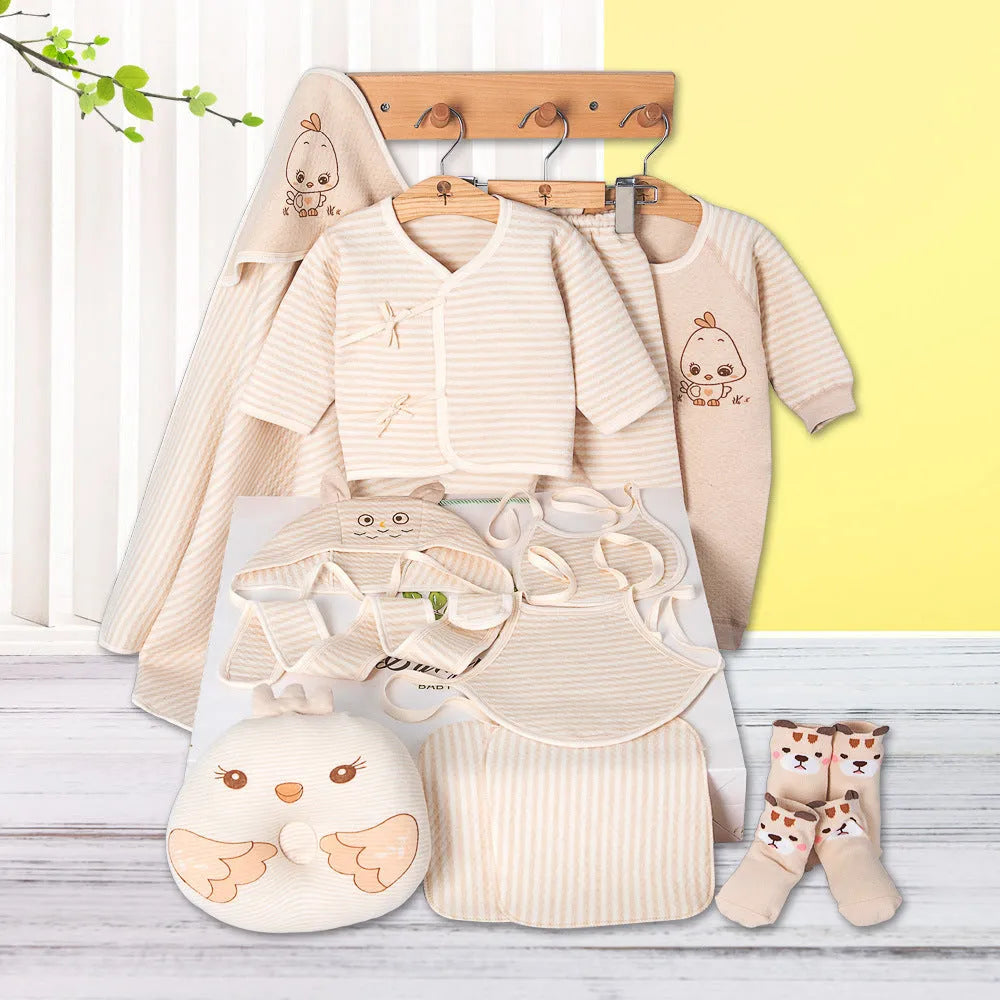 Beige baby clothing gift set with animal print cardigan suit for newborns 0-1 year in presentation box