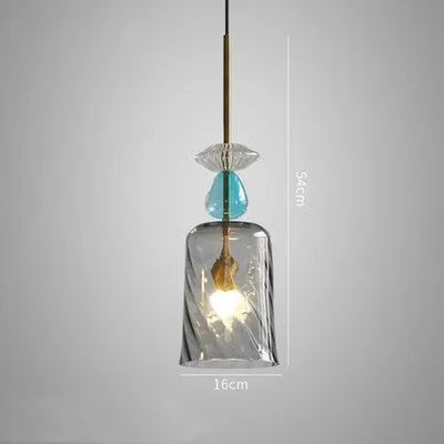 Glass bar counter chandelier with adjustable cord and LED lights
