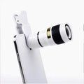 12x zoom phone camera telescope lens with adjustable clip on a smartphone