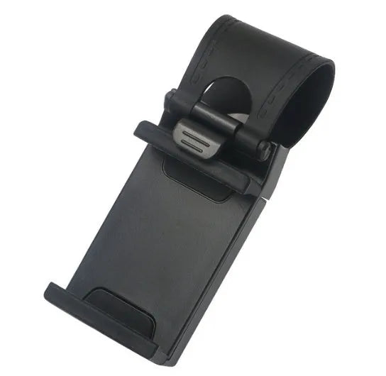 Universal car steering wheel clip mount holder for mobile phones in black and red