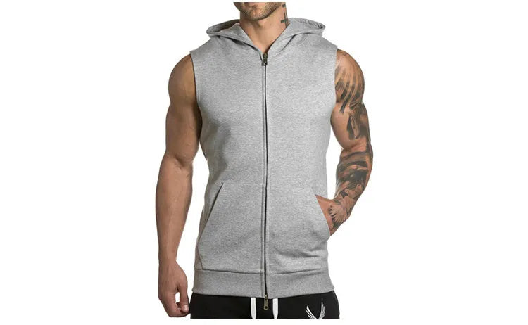 Sleeveless Men's Hoodies Cotton Vest Top Sleeveless Hoodie for Casual Wear Black Grey Red S M L XL XXL