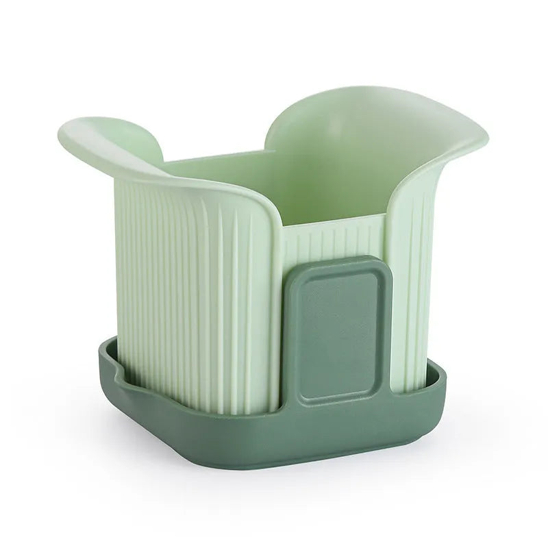 Green multifunctional vegetable chopper with French fries cutter and hand pressure operation
