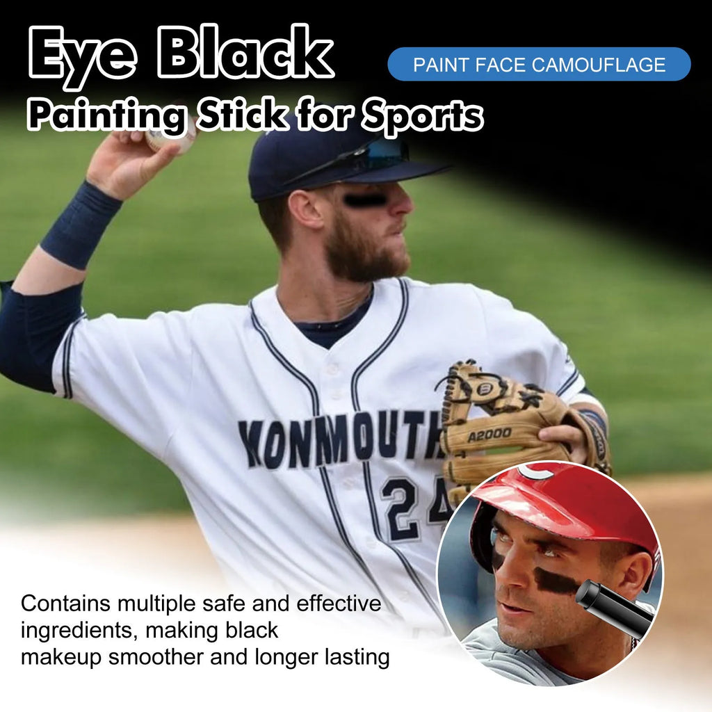 Sports Eye Black Paint Stick in packaging, 15g net content, for athletic facial marking.