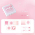 Carton of square sticky notes in a choice of blush, green, purple, or blue, showing 70mm x 70mm size