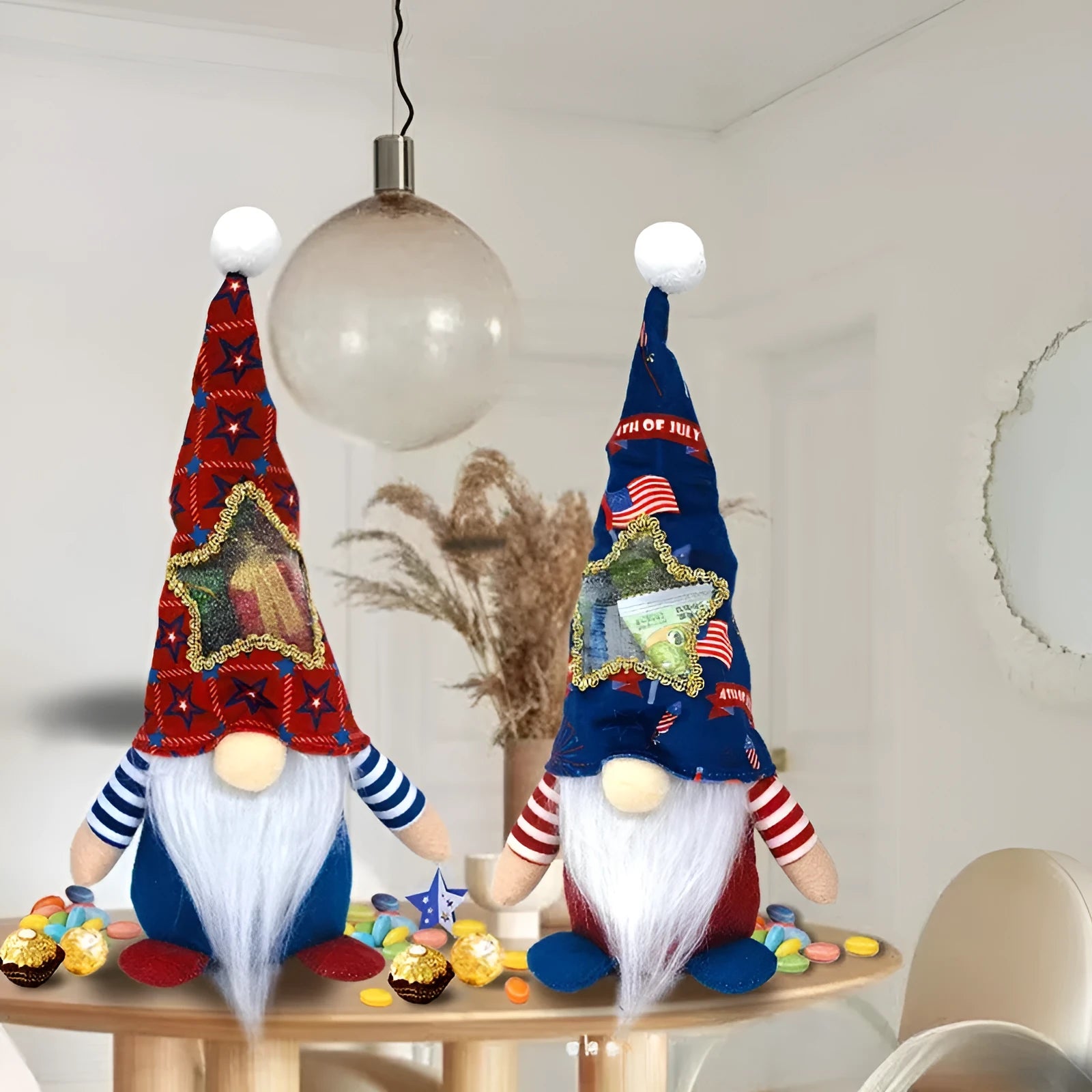 Two-piece Rudolf costume doll ornament set showing cloth construction and 32cm measurement