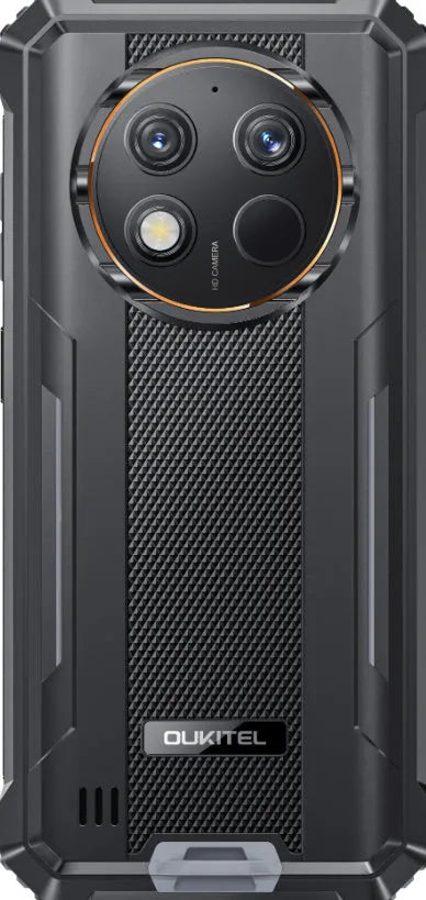 OUKITEL G1 mobile phone in green, grey, and orange colour options with charger.