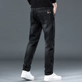 Slim straight casual trousers in black and blue grey colours with micro-elastic fabric