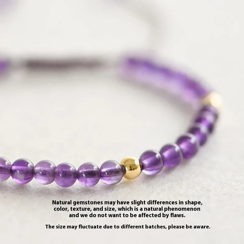 Handmade purple amethyst bracelet with 4mm geometric beads in 14K gold setting
