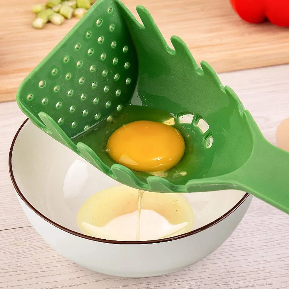 Plastic kitchen utensil set showing multifunction shovel and spaghetti serving spoon