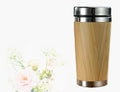 Bamboo insulated coffee cup with leak-proof lid and anti-slip foam pad