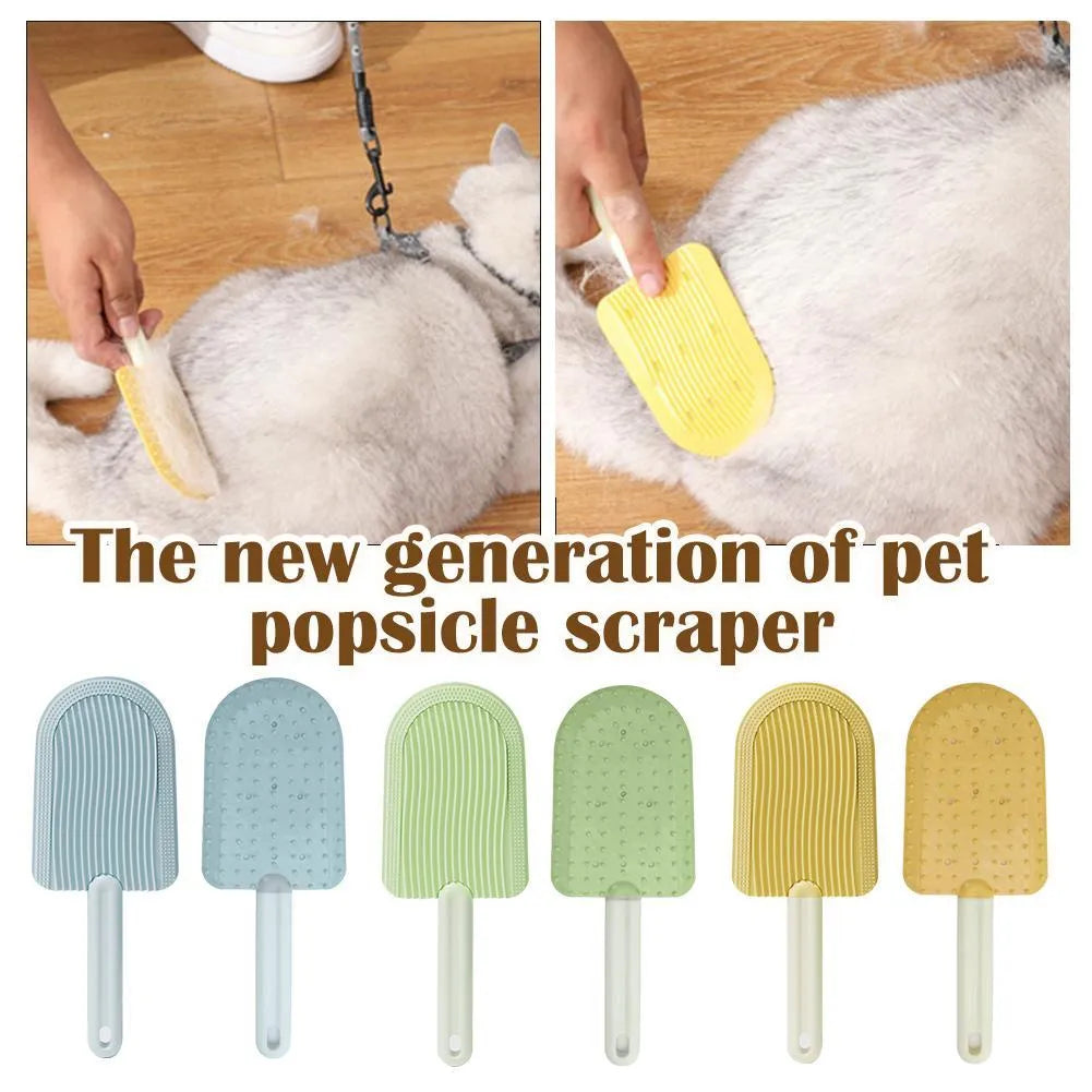 Green ice cream pet shaver grooming brush for cats and dogs with soft silicone bristles