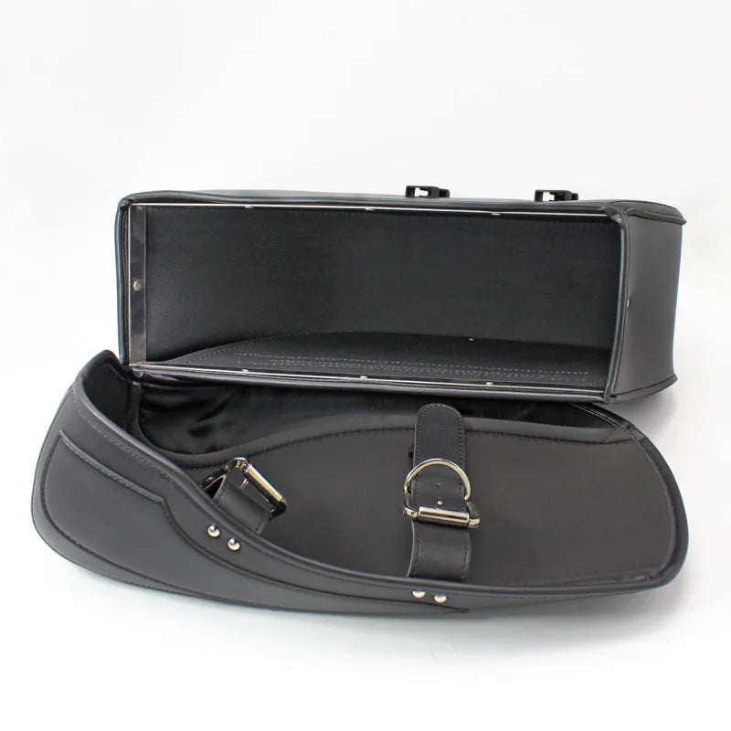 Retro wind motorcycle saddle bag in PU leather with side box mounting