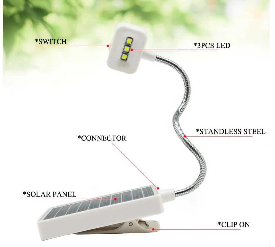 White plastic solar garden lamp with solar panel on top for outdoor pathway lighting.