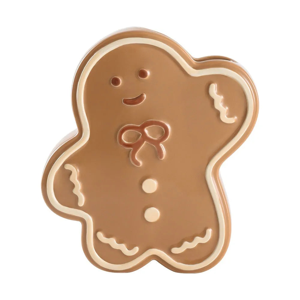 Hand-painted glazed ceramic gingerbread man vase with modern simplicity Christmas decor