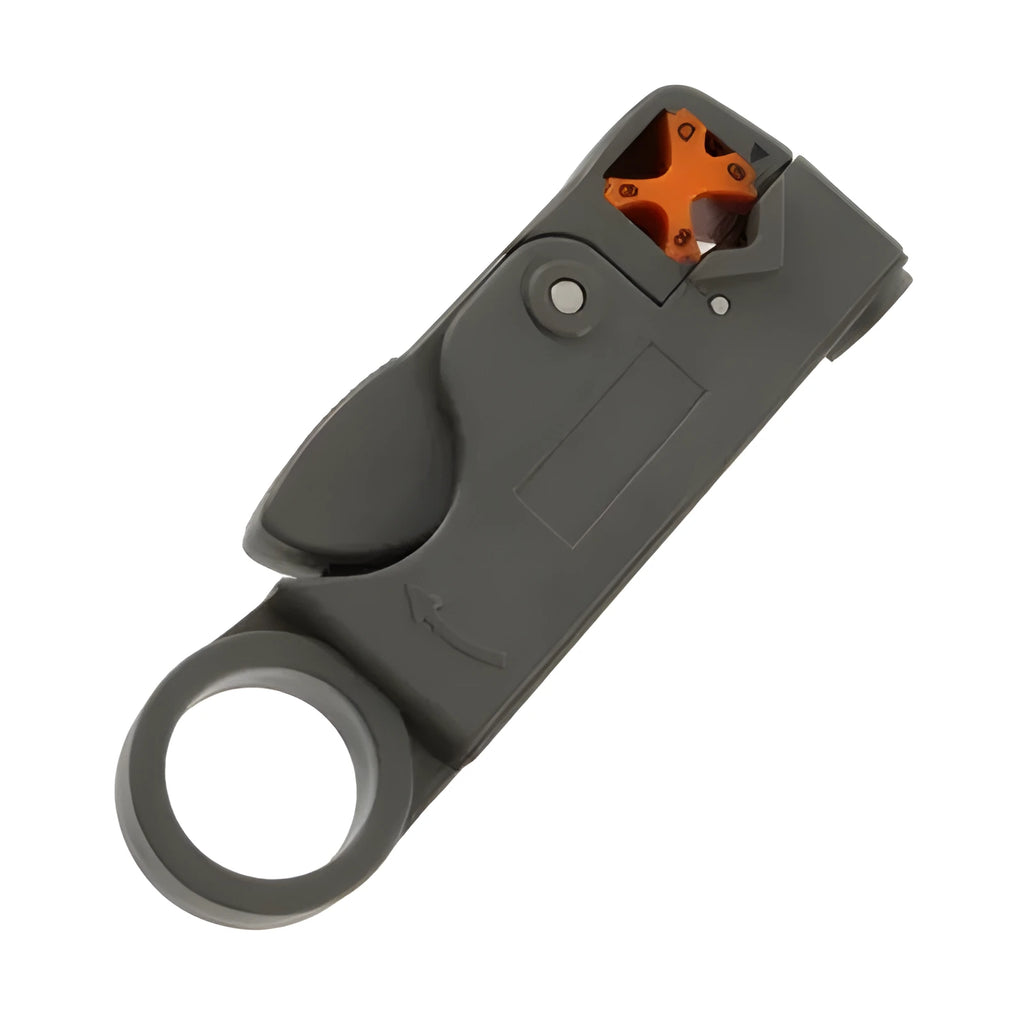 Rotary coax coaxial cable cutter tool stripper in black, 97mm tall, with adjustable depth dial on side