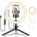 10-inch ring light for selfies on a 19cm metal bracket, for smartphones.