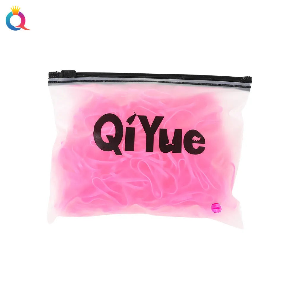 Children's hair rubber bands in various colours, cartoon Korean style, strong pull, disposable, 1000pcs or 500pcs pack.