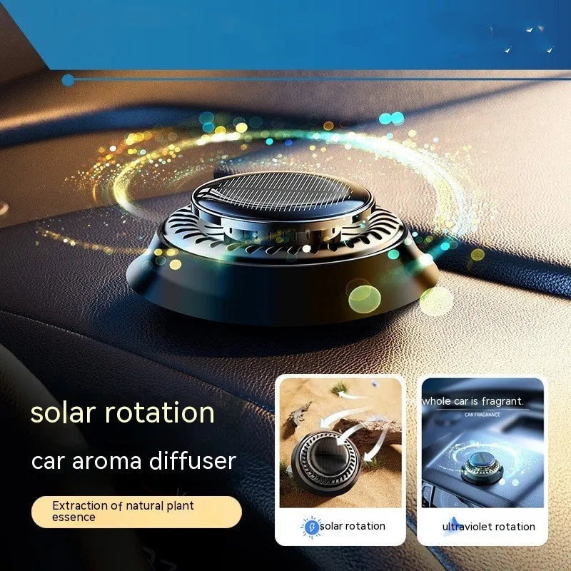 Solar-powered car aromatherapy diffuser with electromagnetic de-icing function in compact design