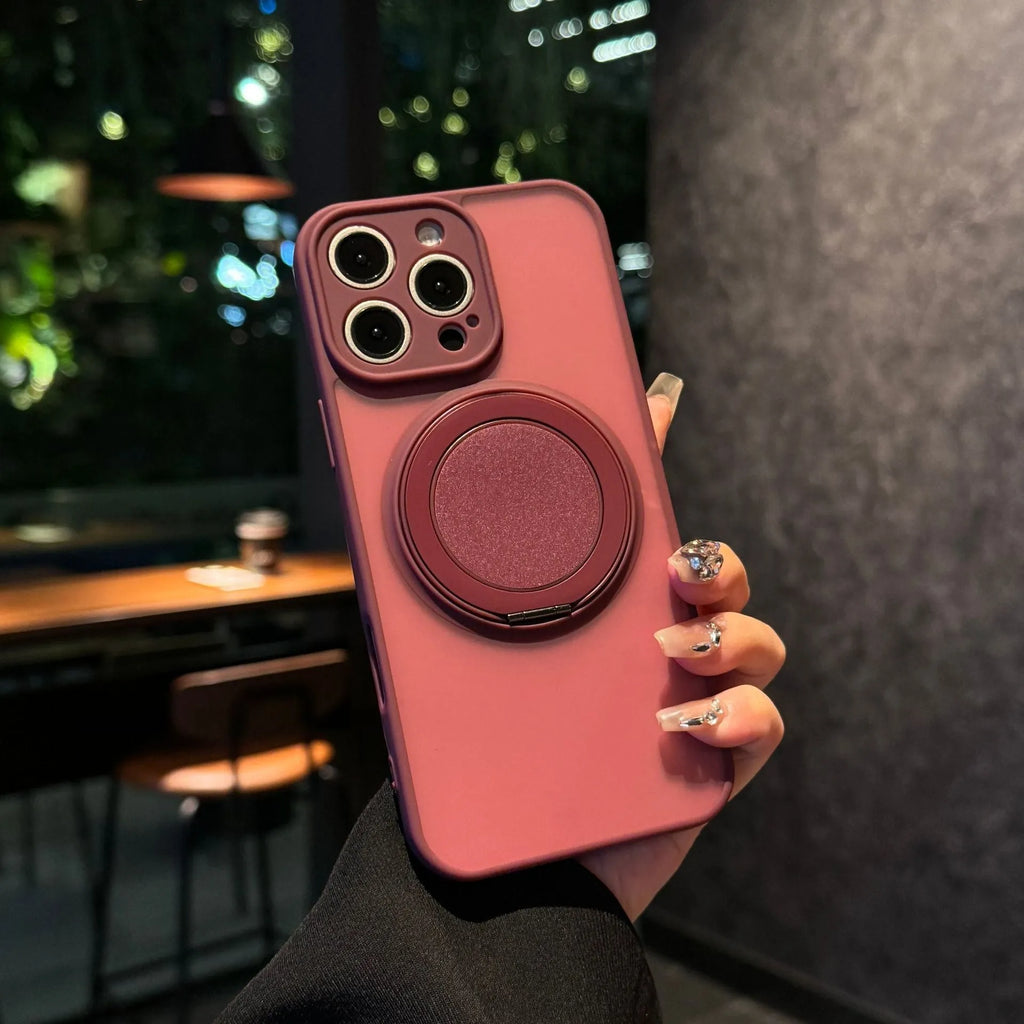 Magnetic rotating bracket frosted phone case for iPhone 17 in multiple colour options
