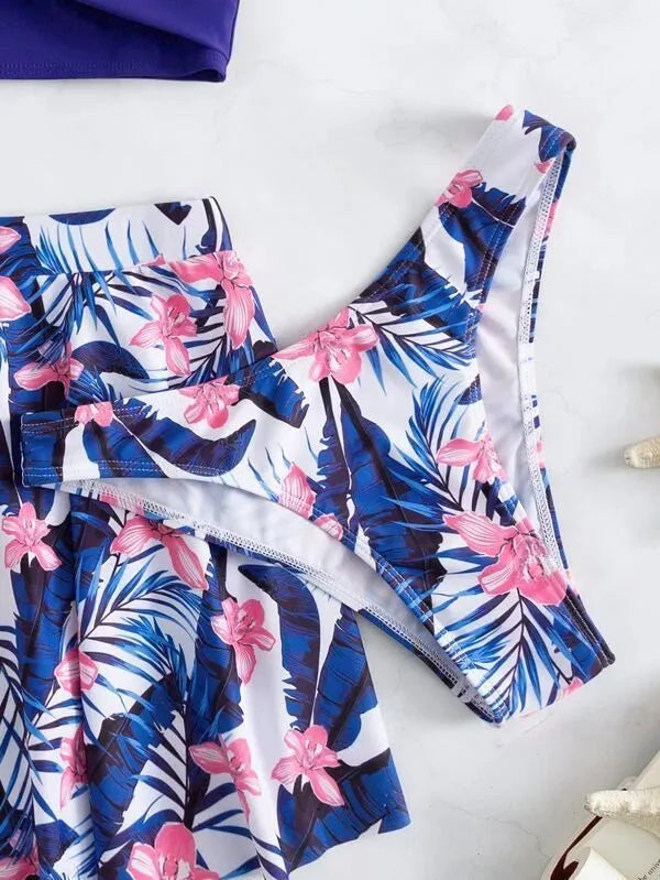 Women's high-waisted bikini swimsuit set in polyester, shown in available colours.