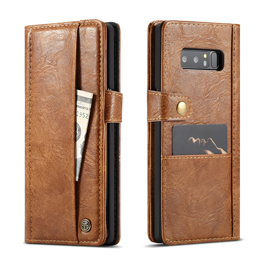Retro simulation leather flip wallet case for Samsung Note8 and Note9 in Dark Blue, Black, Brown or Gules