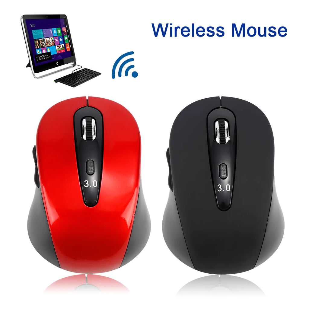 Wireless dual-mode Bluetooth and 2.4GHz laptop mouse, 2400dpi optical, six keys, 100x60x40mm, black blue red yellow
