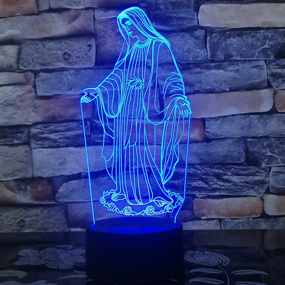 3D LED night light with laser-engraved acrylic plate showing dual ring pattern, ABS base with touch controls