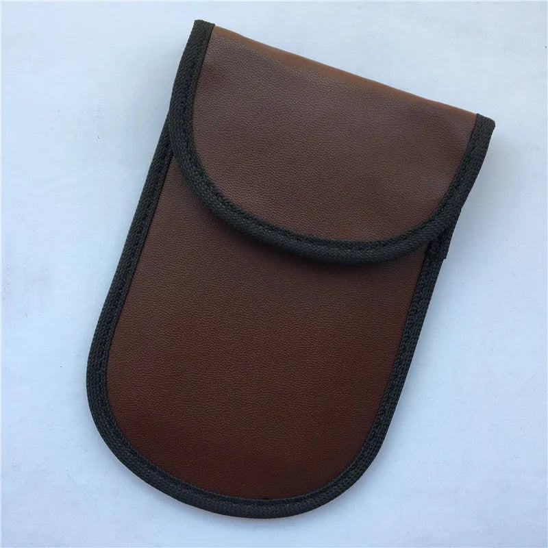 Black signal blocking pouch for car key fob protection measuring 20x10cm