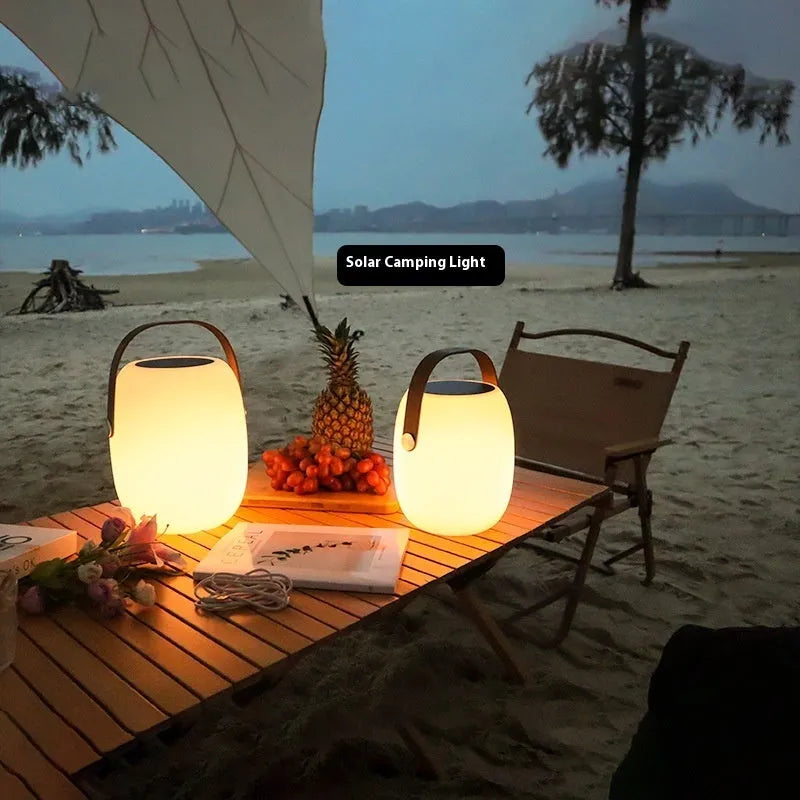 Solar garden ambience light white plastic IP65 outdoor decorative USB rechargeable 18x27cm